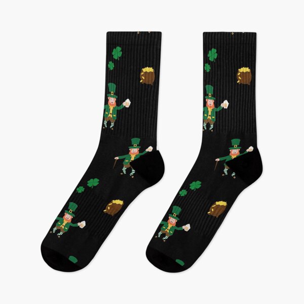 Item preview, Irish Leprechaun celebrating St. Patrick's Day on March 17th with a rainbow and a pot of gold designed and sold by Sock Garden.