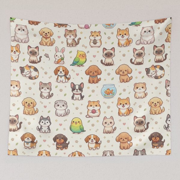 Item preview, Cute Kawaii Pets Seamless Pattern designed and sold by lungpleecha.