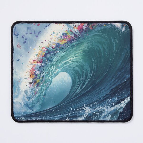 Item preview, Colorful Ocean Wave Music Art – Dramatic Blue Wave with Rainbow Musical Notes. designed and sold by fbtrisha.