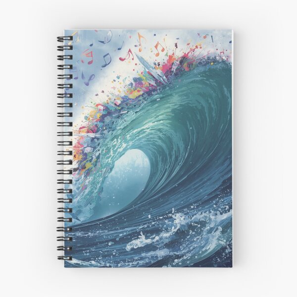 Item preview, Colorful Ocean Wave Music Art – Dramatic Blue Wave with Rainbow Musical Notes. designed and sold by fbtrisha.