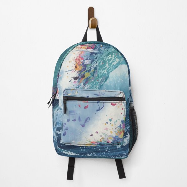 Item preview, Colorful Ocean Wave Music Art – Dramatic Blue Wave with Rainbow Musical Notes. designed and sold by fbtrisha.