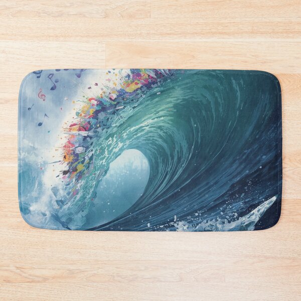 Item preview, Colorful Ocean Wave Music Art – Dramatic Blue Wave with Rainbow Musical Notes. designed and sold by fbtrisha.