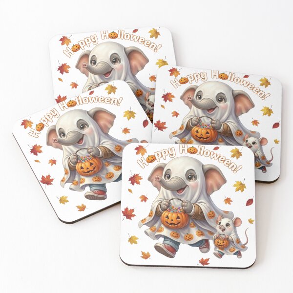 Item preview, Happy Halloween Cute Running Ghost Elephant and Mouse designed and sold by BonnieGlam13.