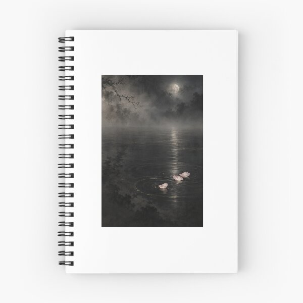 Item preview, Cherry Petals on Black Water – Japanese Sakura Art designed and sold by yuryu14yutaka.