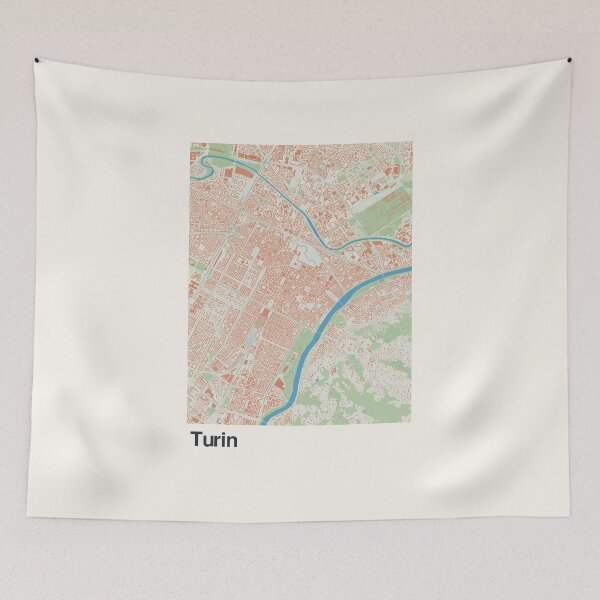 Aperçu de l'œuvre Carte minimaliste de Turin créée et vendue par MapsNerd.
