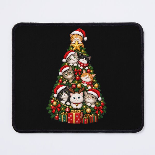 Item preview, Cute Christmas Cat Tree – Festive Cats Christmas Tree Holiday Gift designed and sold by Fine Art California.