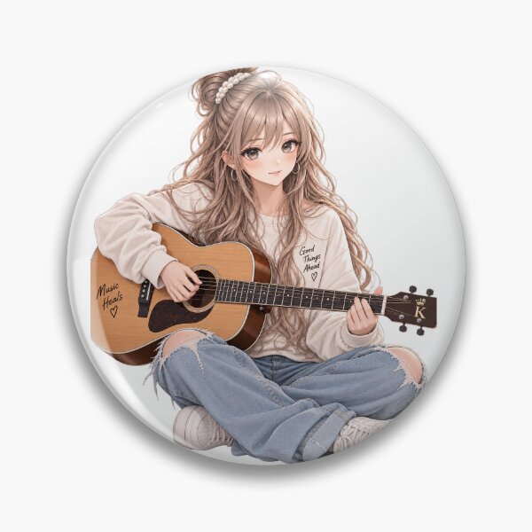 Item preview, Anime Girl Playing Guitar designed and sold by GRFORA.