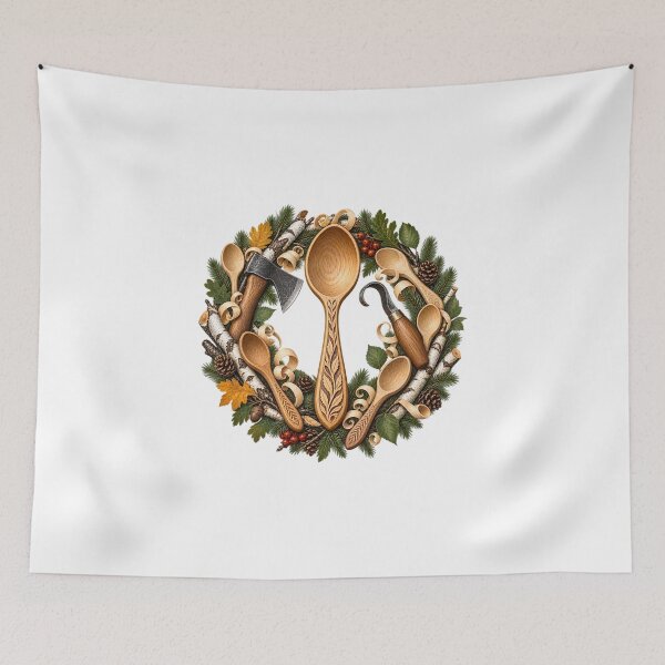 Item preview, Sloyd Spoon Carver Woodland Wreath designed and sold by UrbanCanvvas.