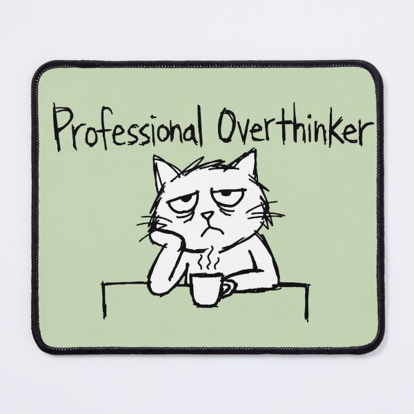 Item preview, Professional Overthinker Cat - Tired Cat at Desk - Anti Design Funny Sticker designed and sold by Htkester1.