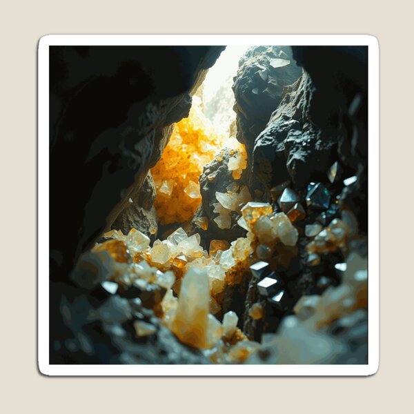 Item preview, Golden Crystals Hidden Between Dark Rocks designed and sold by TavNorth.