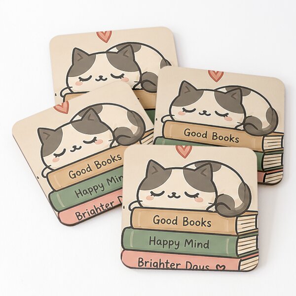 Item preview, Good Books Happy Mind | Cute Sleeping Cat Book Lover Design designed and sold by Sara-Ai.
