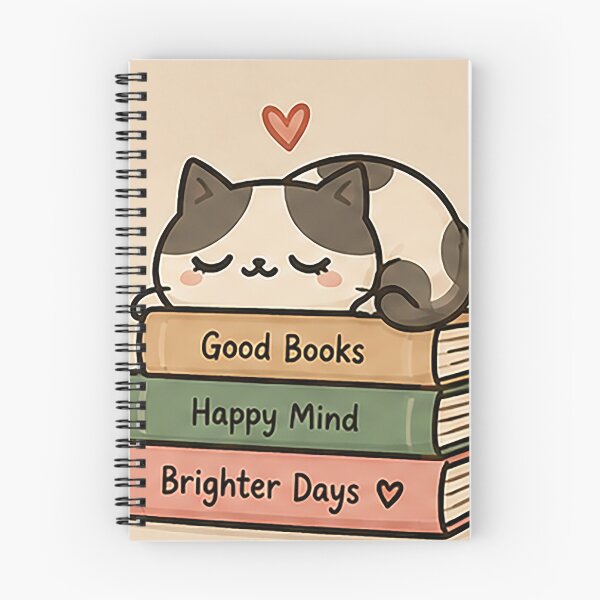 Item preview, Good Books Happy Mind | Cute Sleeping Cat Book Lover Design designed and sold by Sara-Ai.