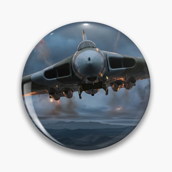 Item preview, RAF Vulcan Flares Dusk Mountains Illustration designed and sold by Airpower Art.
