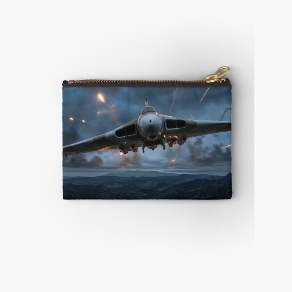 Item preview, RAF Vulcan Flares Dusk Mountains Illustration designed and sold by Airpower Art.