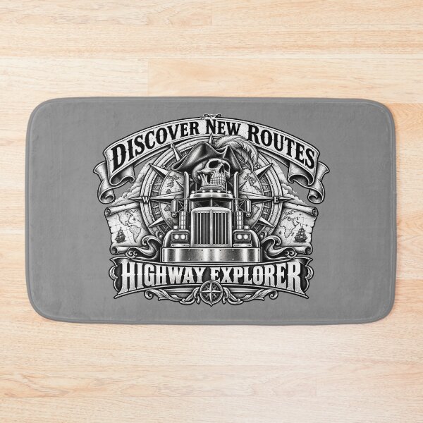Item preview, Discover New Routes | Highway Explorer | Skeleton Captain Semi Truck Art designed and sold by NomadForge.