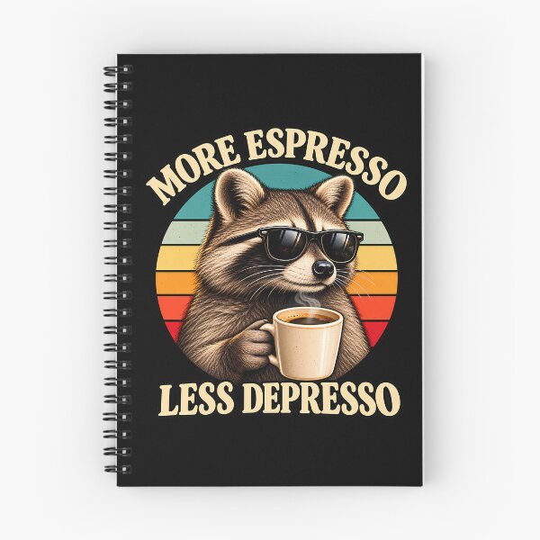 Item preview, More Espresso Less Depresso Funny Raccoon Coffee Retro Vintage designed and sold by RetroOddity.