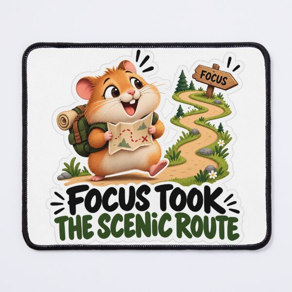 Item preview, Focus Took the Scenic Route – Funny Distracted Hamster Humor Sticker designed and sold by biomood.