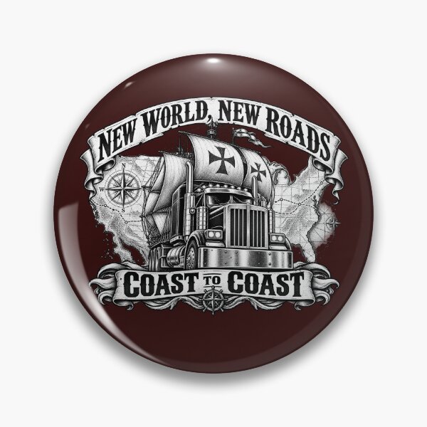 Item preview, New World New Roads | Coast To Coast | Vintage Sailing Ship Semi Truck Art designed and sold by NomadForge.