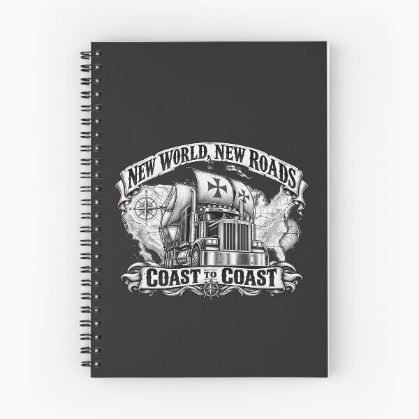 Item preview, New World New Roads | Coast To Coast | Vintage Sailing Ship Semi Truck Art designed and sold by NomadForge.