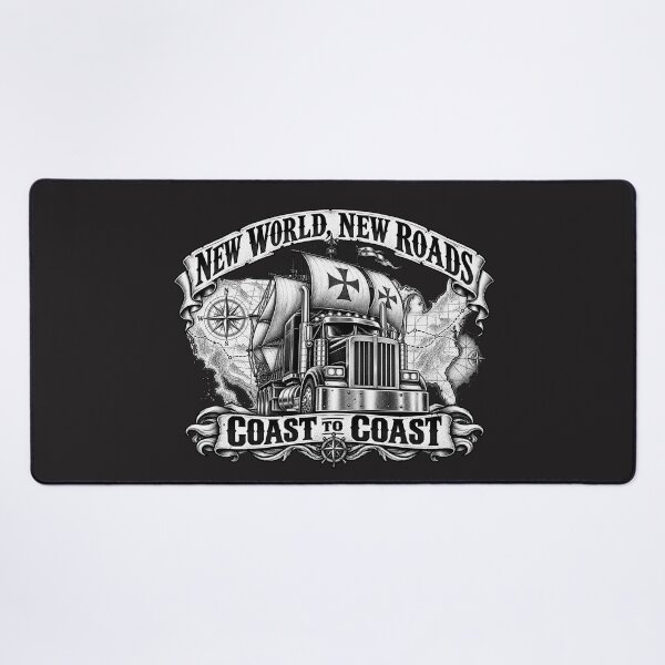 Item preview, New World New Roads | Coast To Coast | Vintage Sailing Ship Semi Truck Art designed and sold by NomadForge.