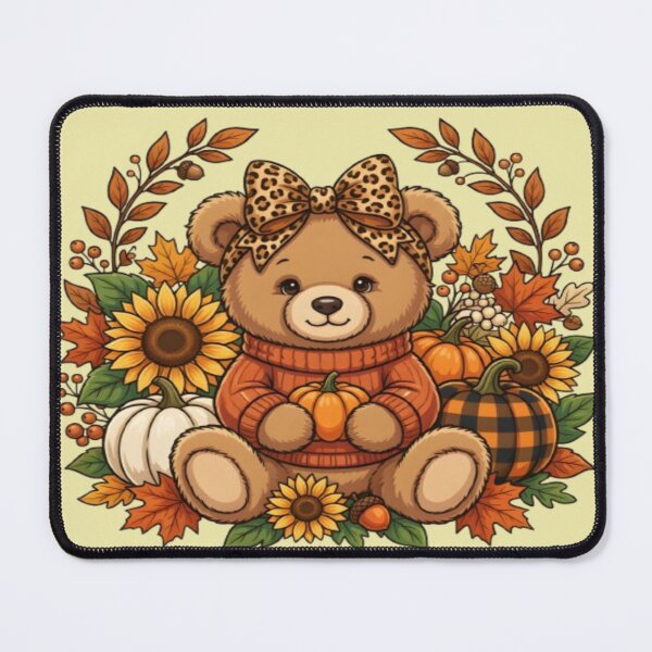 Item preview, Cute Teddy Bear In Autumn Sweater Pumpkin Wreath designed and sold by FABIOLA1970.