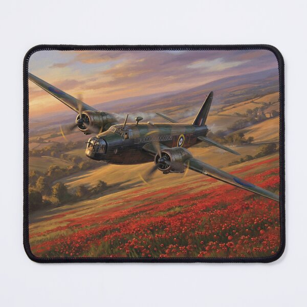 Item preview, RAF Wellington Poppy Field Sunset Illustration designed and sold by Airpower Art.