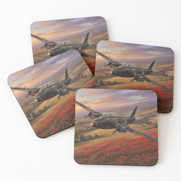 Item preview, RAF Wellington Poppy Field Sunset Illustration designed and sold by Airpower Art.