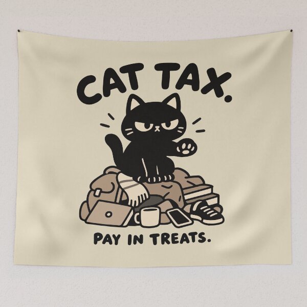 Item preview, Cat Tax Pay in Treats – Funny Black Cat Design designed and sold by MewMade.