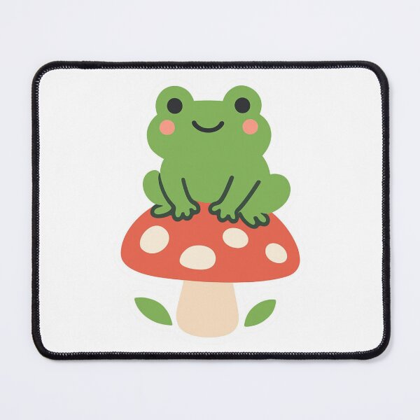 Item preview, Cute Kawaii Frog Sitting on Mushroom - Cottagecore Aesthetic Sticker Vector Design designed and sold by Nubian Style.