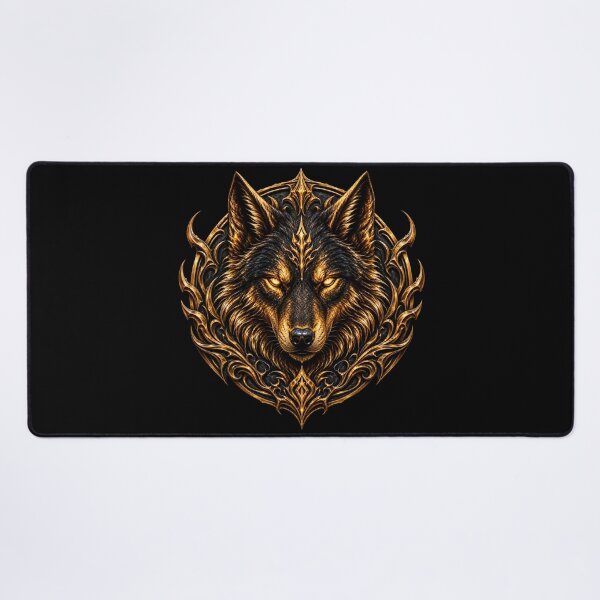 Item preview, Black Gold Gothic Wolf Emblem Art designed and sold by D69 Designs.