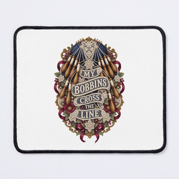 Item preview, Bobbins Cross the Line Illustrated Lace Art designed and sold by UrbanCanvvas.