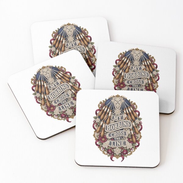 Item preview, Bobbins Cross the Line Illustrated Lace Art designed and sold by UrbanCanvvas.