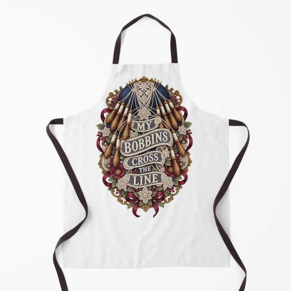 Item preview, Bobbins Cross the Line Illustrated Lace Art designed and sold by UrbanCanvvas.