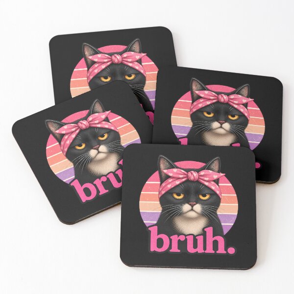 Item preview, Bruh Cat - Funny Black Cat Face Meme Retro designed and sold by RetroOddity.