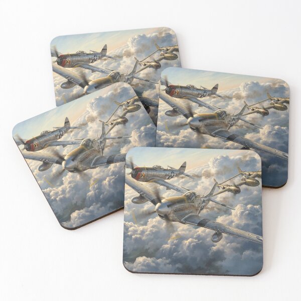 Item preview, WW2 USAAF Fighters Trio Formation Illustration designed and sold by Airpower Art.