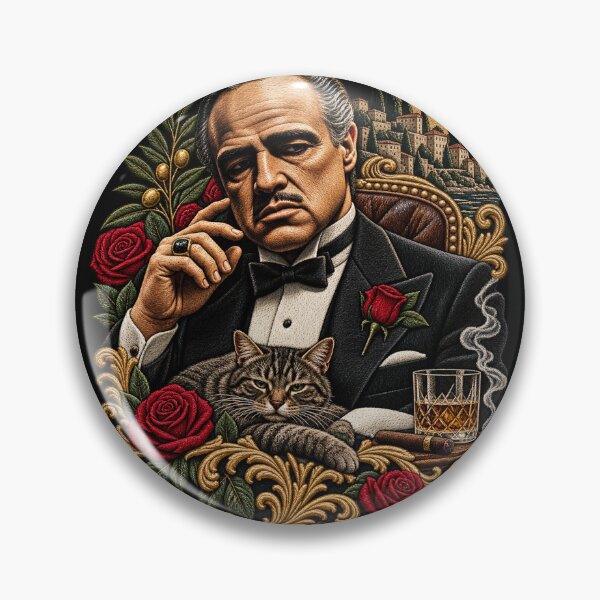 Item preview, Embroidered Marlon Brando Mafia Don Portrait – Luxury Vintage Gangster Art designed and sold by Emoji Emblems.