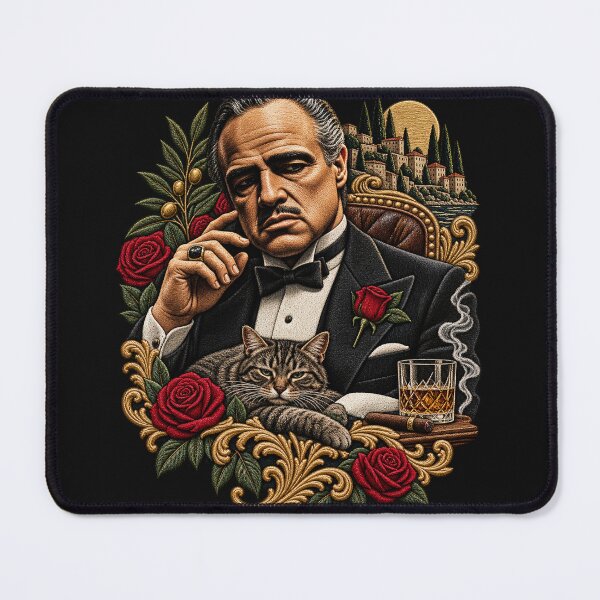 Item preview, Embroidered Marlon Brando Mafia Don Portrait – Luxury Vintage Gangster Art designed and sold by Emoji Emblems.