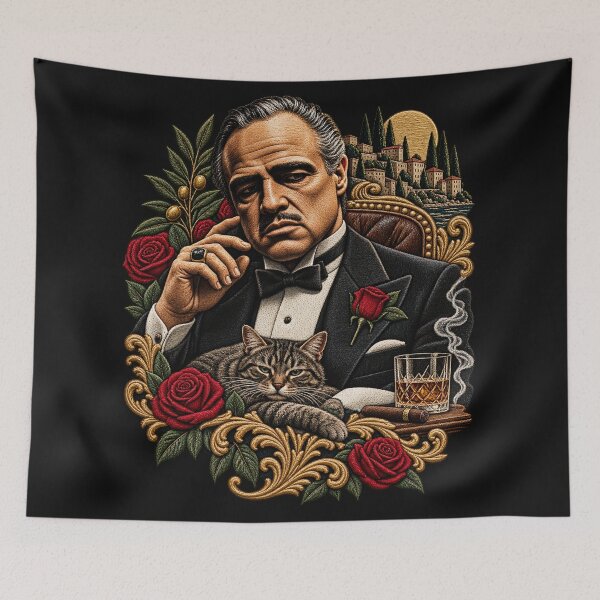 Item preview, Embroidered Marlon Brando Mafia Don Portrait – Luxury Vintage Gangster Art designed and sold by Emoji Emblems.
