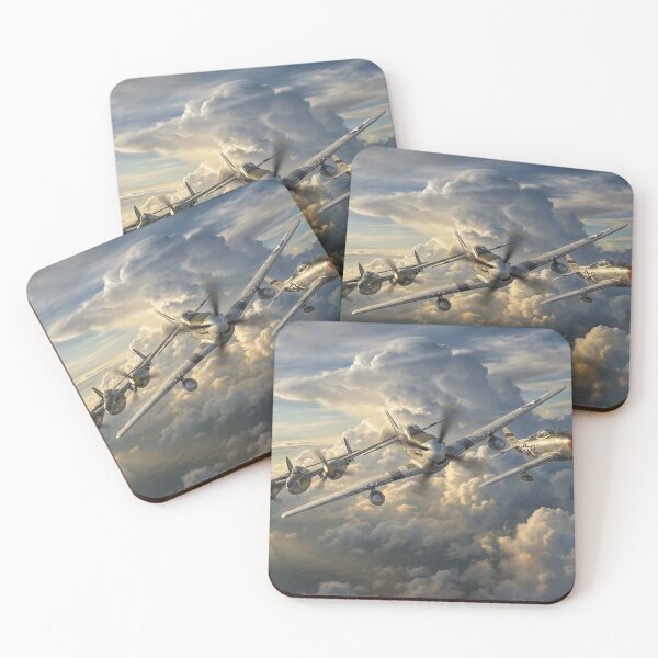 Item preview, WW2 USAAF Fighters Escort Formation Illustration designed and sold by Airpower Art.