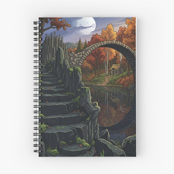 Item preview, Stone bridge and moon over cabin designed and sold by Lisseb3l.