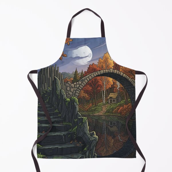 Item preview, Stone bridge and moon over cabin designed and sold by Lisseb3l.