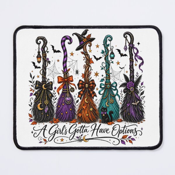 Item preview, A Girls Gotta Have Options Witch Broomstick Halloween Art designed and sold by DesignArtist.ia.