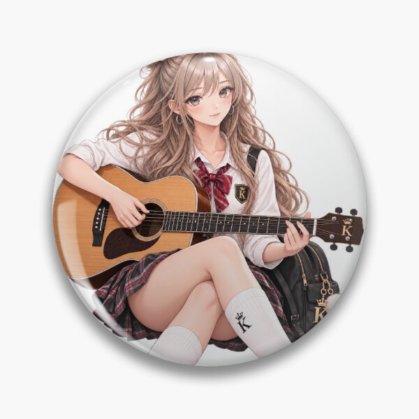 Item preview, Anime Schoolgirl Playing Acoustic Guitar designed and sold by GRFORA.