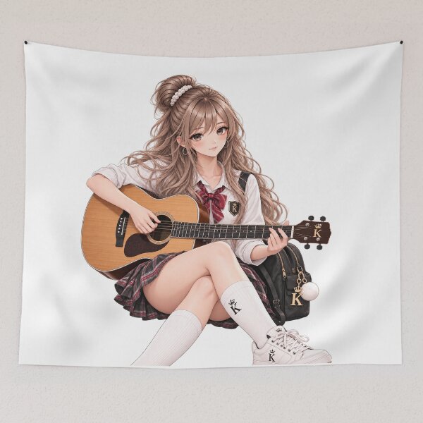 Item preview, Anime Schoolgirl Playing Acoustic Guitar designed and sold by GRFORA.