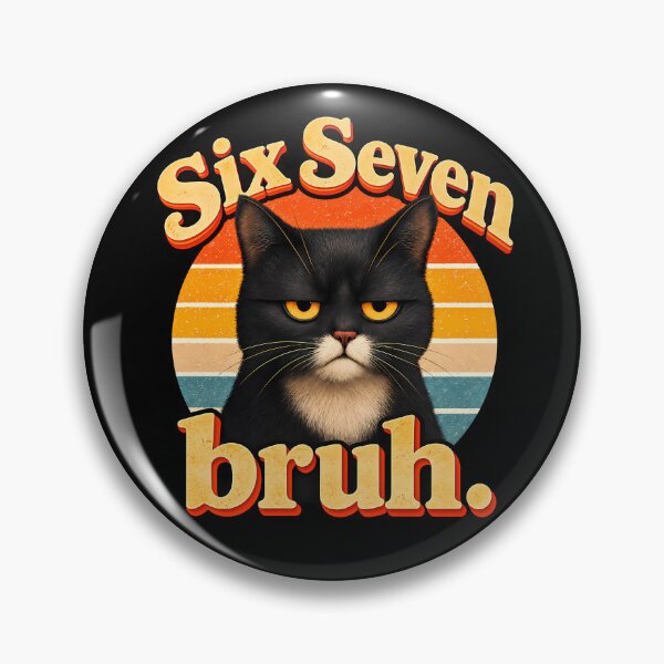 Item preview, Funny Six Seven Bruh Meme Black Cat Retro  designed and sold by RetroOddity.