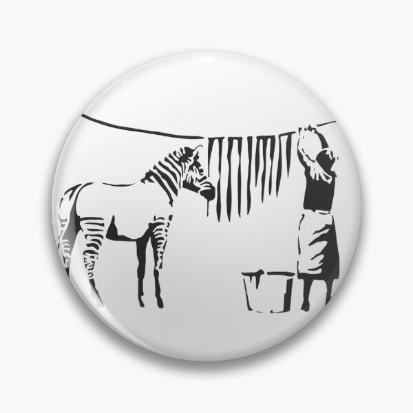 Item preview, Banksy-Inspired Graffiti Zebra Stripes on Clothesline with Woman Art Print designed and sold by richard143.