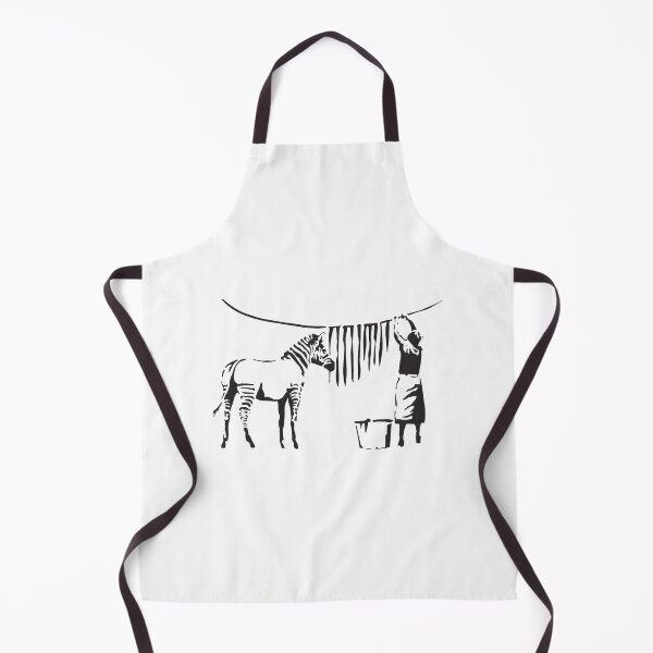 Item preview, Banksy-Inspired Graffiti Zebra Stripes on Clothesline with Woman Art Print designed and sold by richard143.