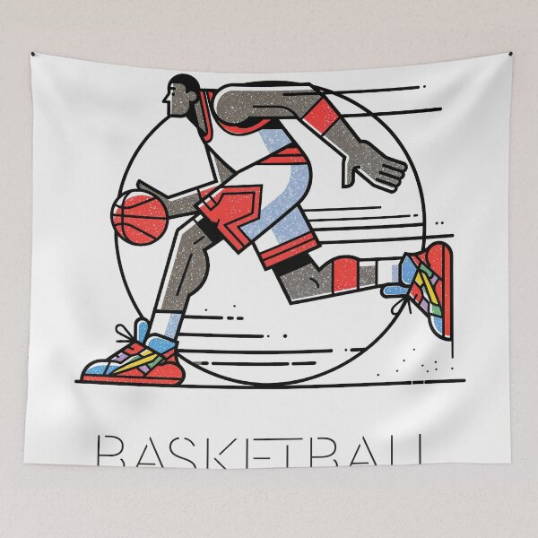 Item preview, Sticker - Decal - Geometric Basketball Player Art | Modern Sports Illustration Print designed and sold by ForeverPrintsOK.