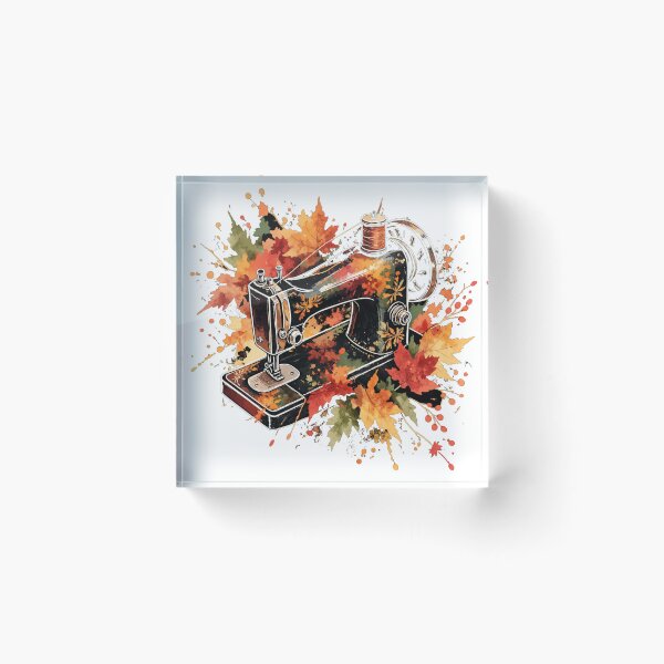 Item preview, sewing machine with autumn leaves designed and sold by mnkyride.