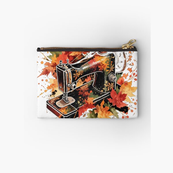 Item preview, sewing machine with autumn leaves designed and sold by mnkyride.